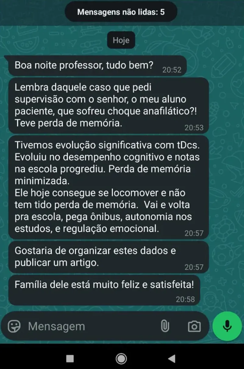 Testimonio original: evolución de un paciente con tDCS